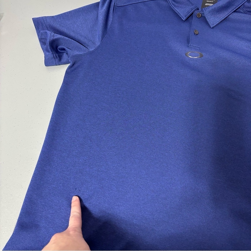 Oakley Regular Fit Short Sleeve Polo Men's Large Blue Athletic Casual FLAW Shirt - Picture 9 of 9
